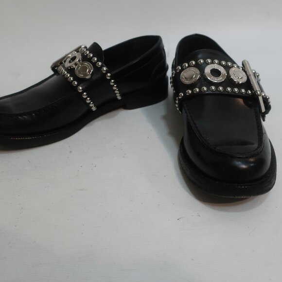 Authentic Burberry Marita Black Leather Silver-Tone Logo Engraved Loafer 39 US/9 - Picture 4 of 16